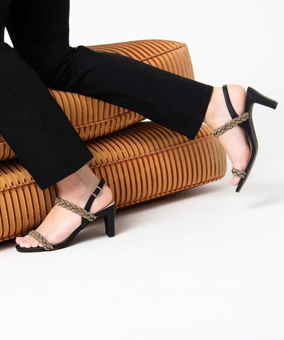 Sandales femme à talon et brides tressées en strass vue1 - GEMO(URBAIN) - GEMO