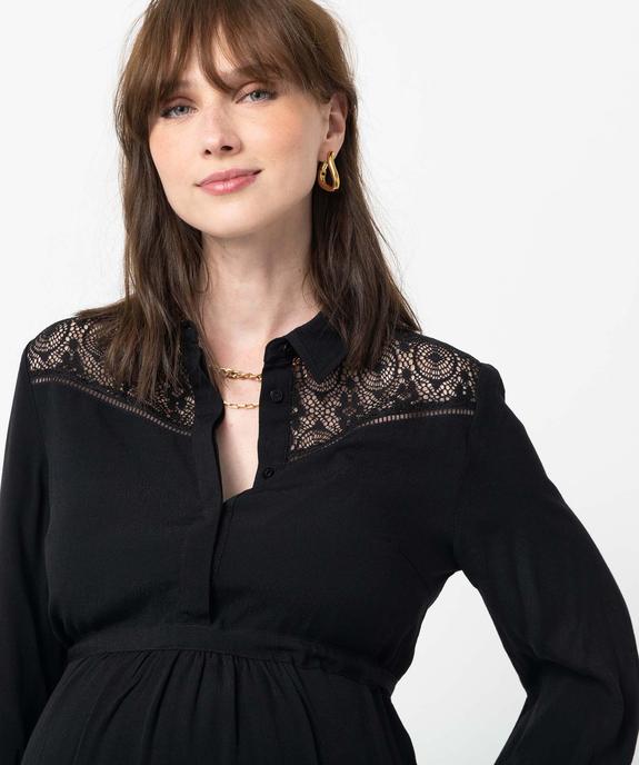Blouse de grossesse fluide avec dentelle à manches ¾ vue2 - GEMO(FEMME PAP) - GEMO