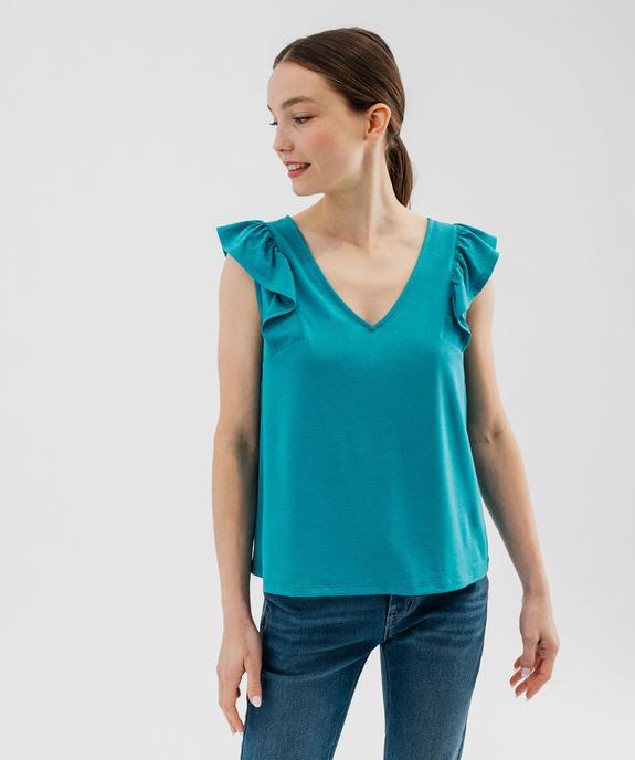 Tee-shirt sans manches pailleté et volanté femme vue1 - GEMO(FEMME PAP) - GEMO
