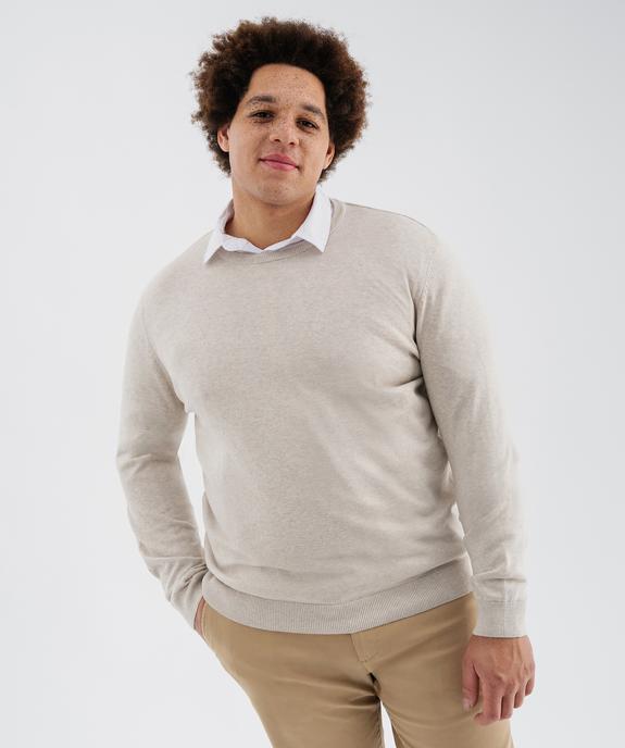 Pull en coton en maille fine à col rond homme  vue5 - GEMO (HOMME) - GEMO