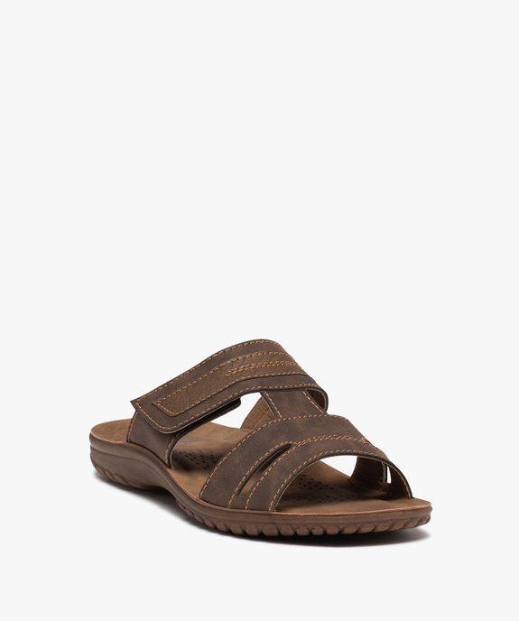 Mules homme casual dessus suédine à scratch  vue2 - GEMO (CASUAL) - GEMO