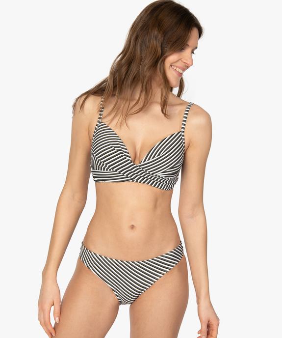 Bas de maillot de bain femme à rayures tricolores vue3 - GEMO (PLAGE) - GEMO