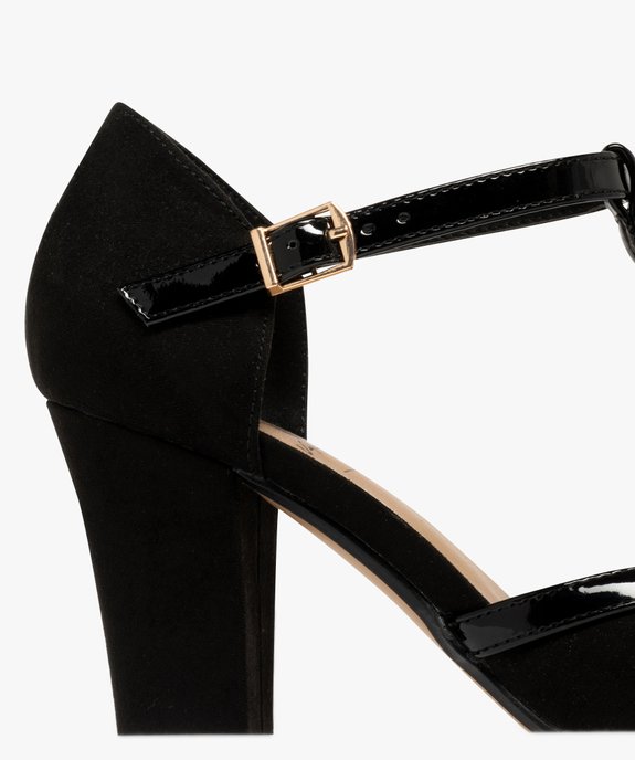 Escarpins femme à talon dessus en suédine et bride vernie style Salomé vue6 - VALENTINA BALDA - GEMO