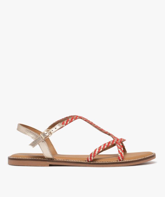 Sandales en cuir à brides tressées et talon plat femme vue1 - TANEO GEMO FOR GOOD - GEMO