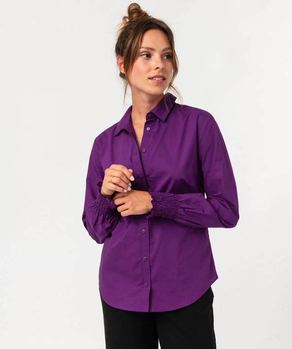 Chemise à manches longues avec poignets smockés femme vue5 - GEMO(FEMME PAP) - GEMO
