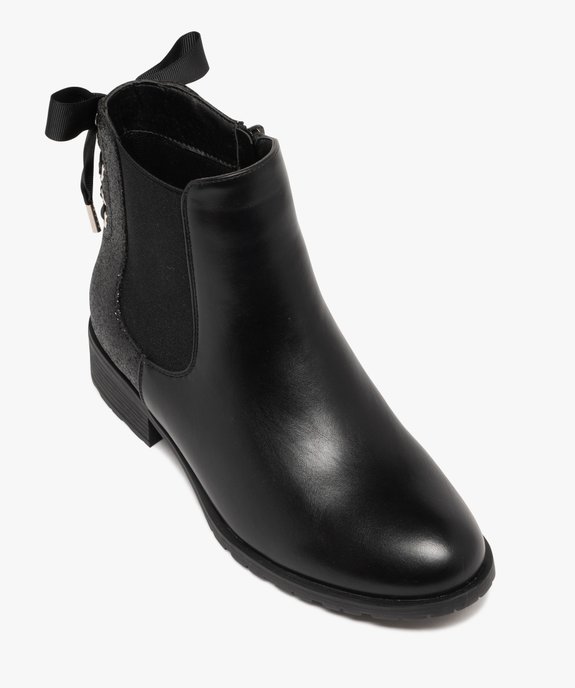 Boots femme Chelsea à détails pailletés avec ruban lacé à l'arrière vue5 - GEMO (CASUAL) - GEMO