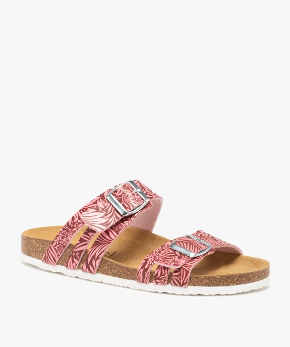 Mules femme à talon plat et double bride à boucle vue2 - GEMO (CASUAL) - GEMO