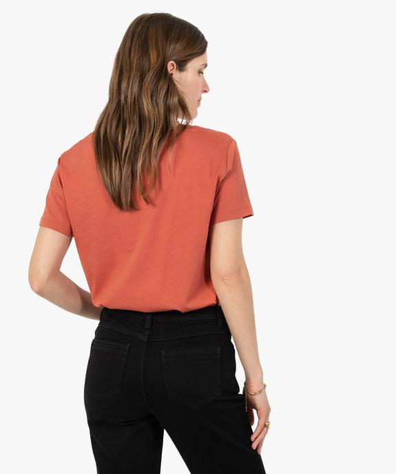 Tee-shirt femme à col V et manches courtes vue3 - GEMO(FEMME PAP) - GEMO