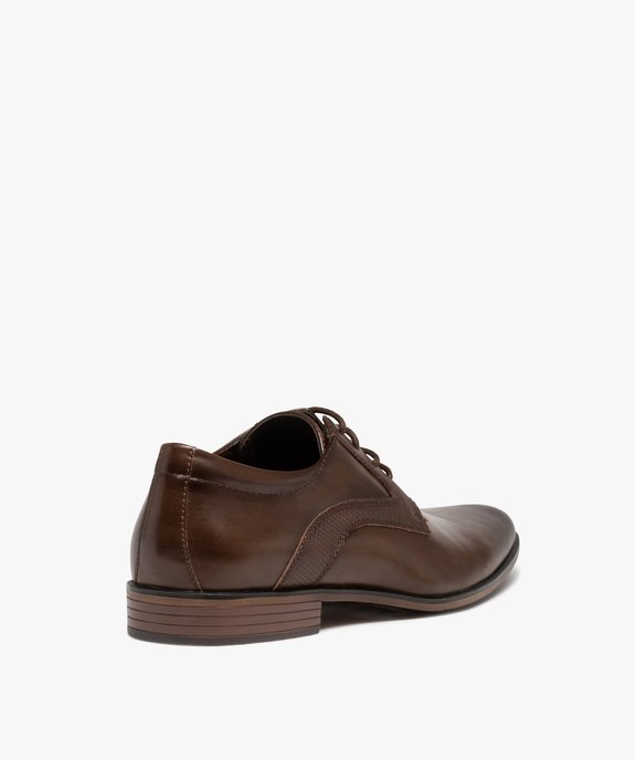 Derbies homme unis à détails graphiques en relief vue4 - GEMO(URBAIN) - GEMO