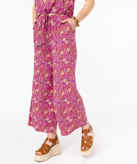 Pantacourt large et fluide imprimé femme vue1 - GEMO 4G FEMME - GEMO