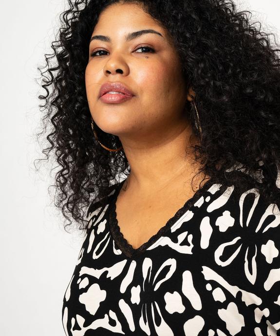 Tee-shirt imprimé à manches courtes à col V femme grande taille vue2 - GEMO 4G GT - GEMO