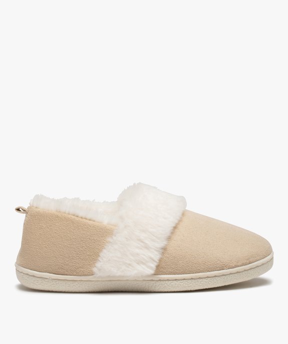 Chaussons femme fourrés dessus en suédine unie vue1 - GEMO(HOMWR FEM) - GEMO