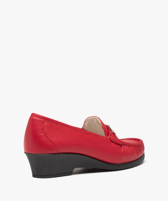 Mocassin femme confort à talon compensé dessus cuir uni vue4 - GEMO (CONFORT) - GEMO