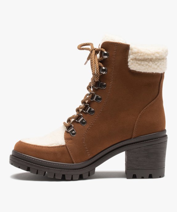 Boots fourrées femme à talon dessus sherpa et suédine vue4 - GEMO(URBAIN) - GEMO