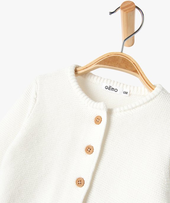 Gilet brassière bébé à col rond en maille tricotée vue3 - GEMO(BB COUCHE) - GEMO