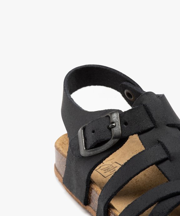 Sandales premiers pas bébé garçon dessus en cuir uni  vue6 - GEMO(BEBE DEBT) - GEMO