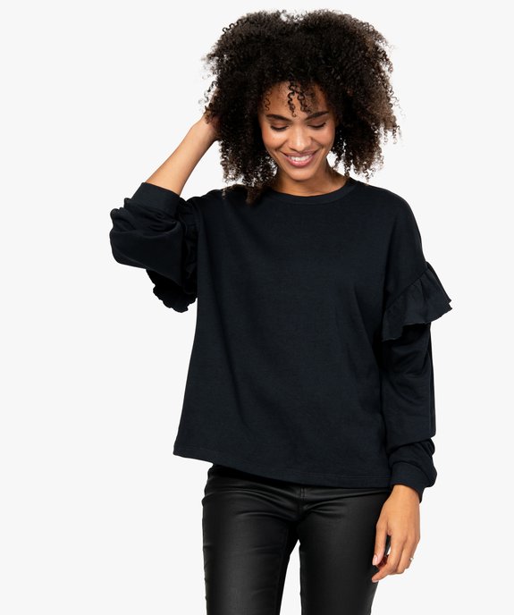 Sweat femme loose à manches volantées vue2 - GEMO(FEMME PAP) - GEMO