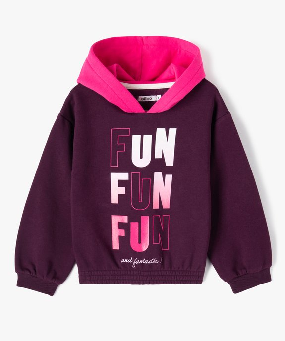 Sweat fille à capuche avec inscription scintillante vue1 - GEMO (ENFANT) - GEMO
