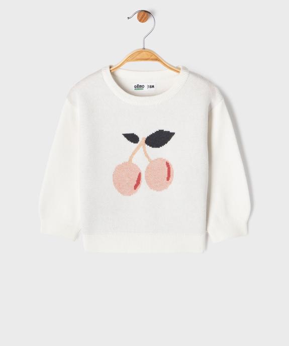 Pull en maille épaisse avec message bébé fille vue1 - GEMO(BEBE DEBT) - GEMO