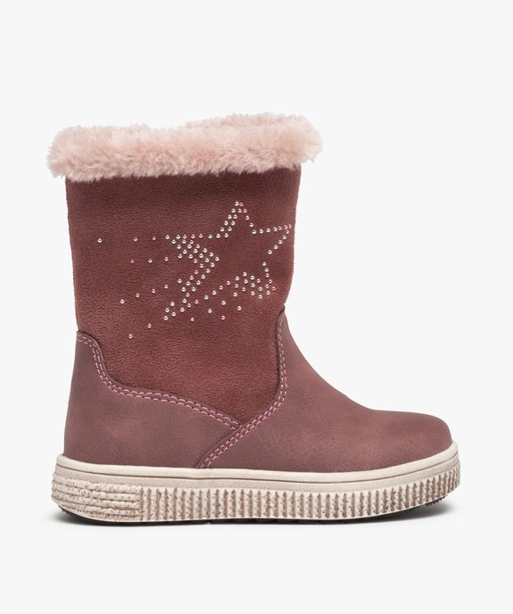 Bottes fourrées fille en suédine motif étoile en strass vue1 - GEMO (ENFANT) - GEMO
