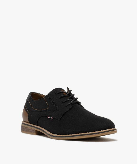 Derbies en toile texturée et détails contrastants homme  vue3 - MARIO BALDANO - GEMO