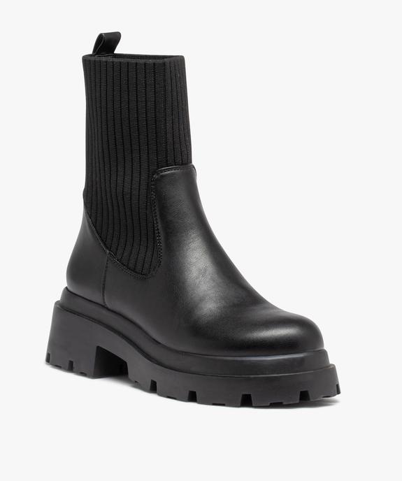 Boots col chaussette à épaisse semelle crantée femme vue2 - GEMO (CASUAL) - GEMO