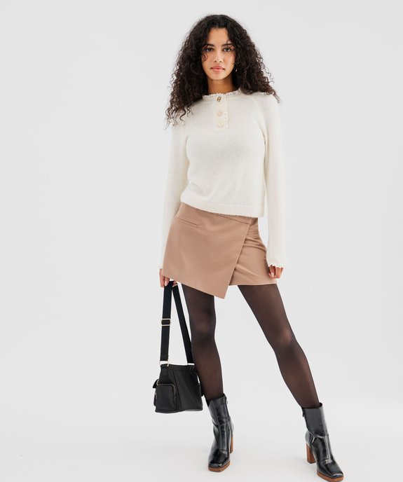 Pull à col boutonné et dentelle femme vue4 - GEMO(FEMME PAP) - GEMO