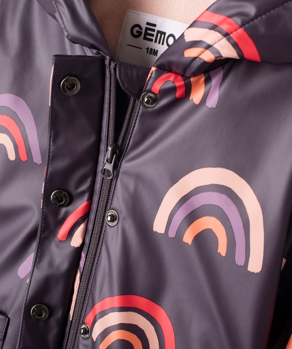 Imperméable bébé fille à motif coeurs doublé polaire vue3 - GEMO(BEBE DEBT) - GEMO