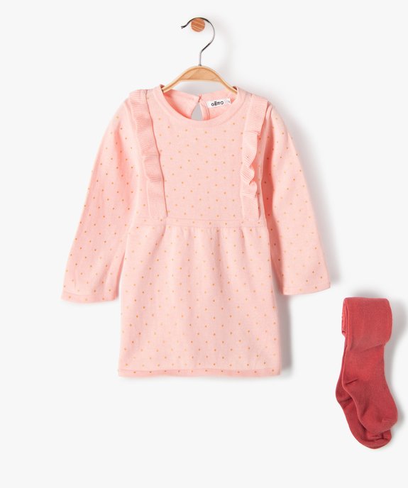 Ensemble bébé fille 2 pièces : robe + collants vue1 - GEMO(BEBE DEBT) - GEMO