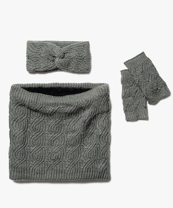 Ensemble femme 3 pièces : tour de cou + headband + mitaines à paillettes vue1 - GEMO (ACCESS) - GEMO