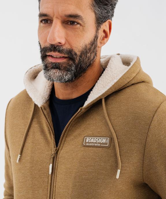 Sweat zippé à capuche avec doublure sherpa homme - Roadsign vue2 - ROADSIGN G4G - GEMO