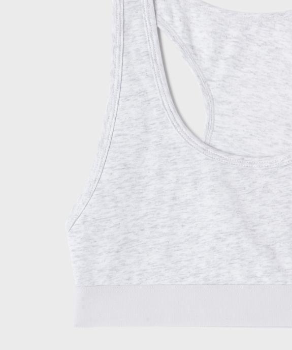 Brassière dos nageur en coton stretch doux et doublé fille vue2 - GEMO 4G FILLE - GEMO