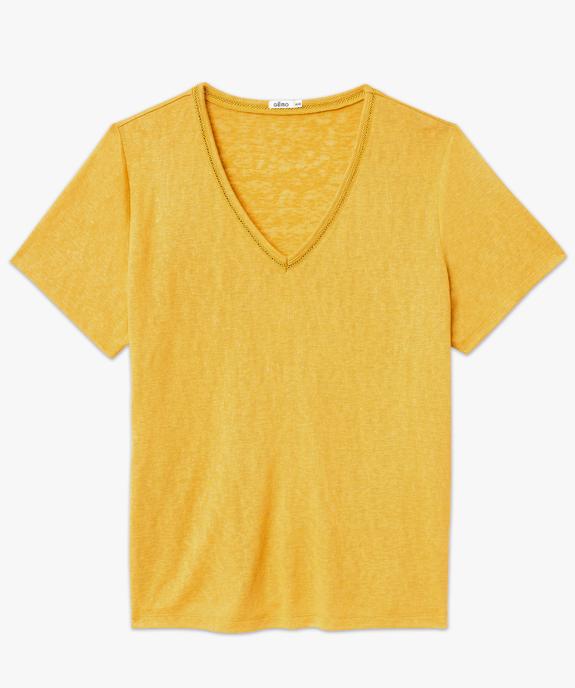 Tee-shirt manches courtes pailleté à col V femme grande taille vue4 - GEMO (G TAILLE) - GEMO