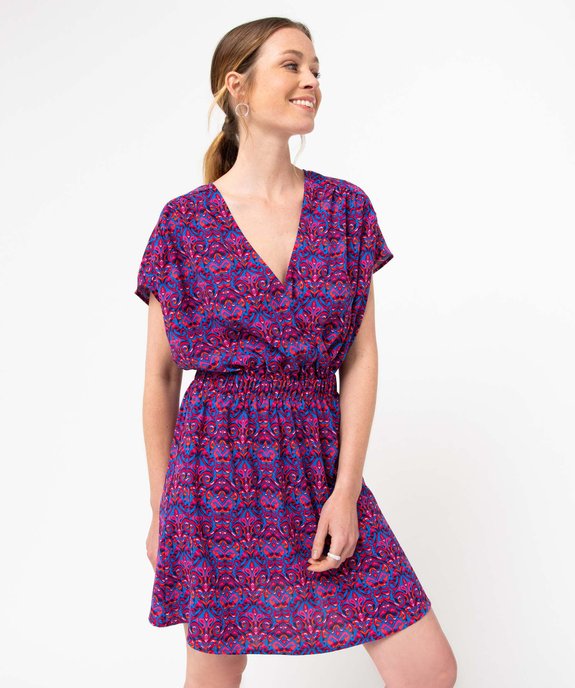 Robe femme avec double décolleté cache-coeur vue1 - GEMO(FEMME PAP) - GEMO