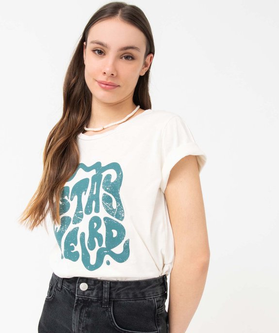 Tee-shirt femme imprimé à manches courtes vue2 - GEMO(FEMME PAP) - GEMO