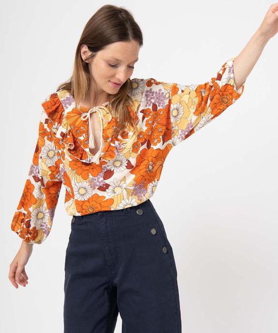 Blouse femme imprimée avec volants sur le col vue2 - GEMO(FEMME PAP) - GEMO