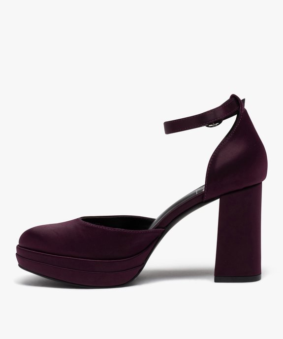 Escarpins femme à talon haut plateforme en satin  vue3 - FOLLOW ME - GEMO