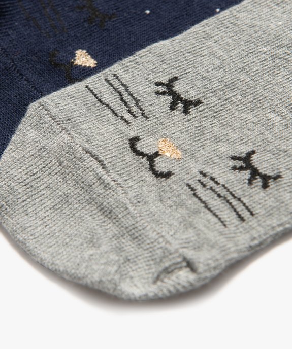 Chaussettes tige haute à motif chat femme (lot de 3 paires) vue2 - GEMO(HOMWR FEM) - GEMO