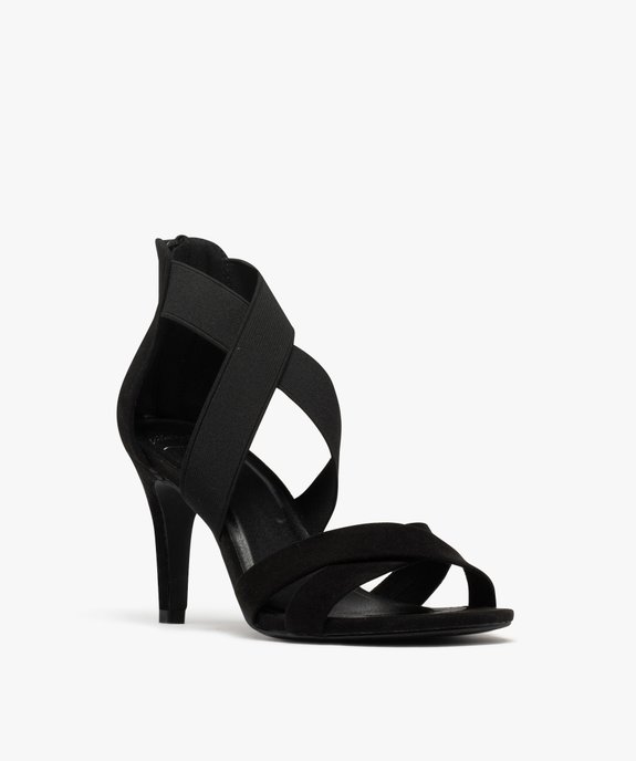 Sandales à talon aiguille en suédine à brides élastiques femme vue2 - VALENTINA BALDA - GEMO