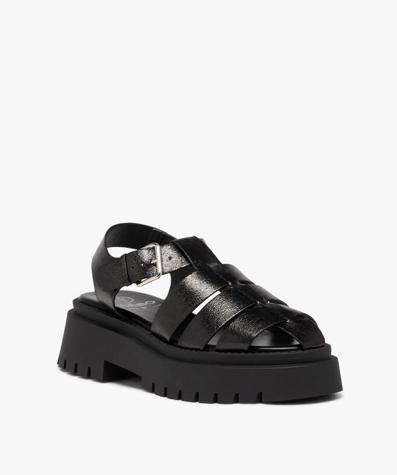 Sandales femme unies à semelle épaisse avec boucle fantaisie vue2 - GEMO (CASUAL) - GEMO