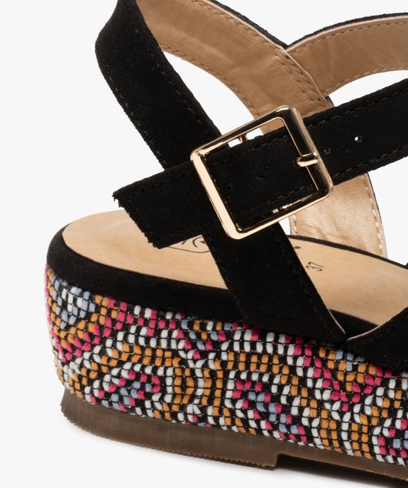 Sandales femme compensées en suédine et semelle colorée vue6 - GEMO (CASUAL) - GEMO