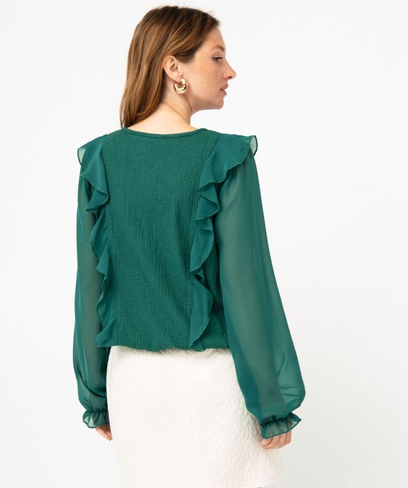 Tee-shirt femme avec manches en voile et volants vue3 - GEMO(FEMME PAP) - GEMO