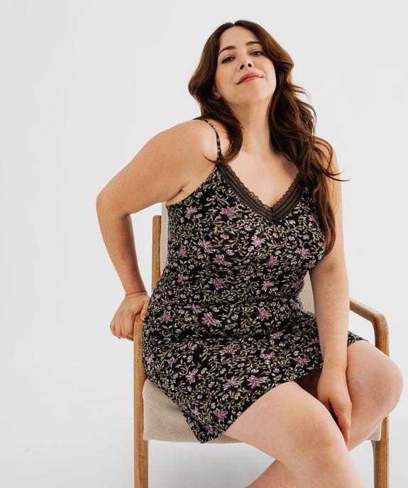 Nuisette femme grande taille à bretelles et col V dentelle vue1 - GEMO 4G FEMME - GEMO