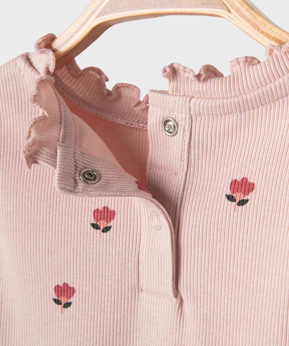 Tee-shirt manches longues à motif brodé et finitions froncées bébé fille vue3 - GEMO 4G BEBE - GEMO