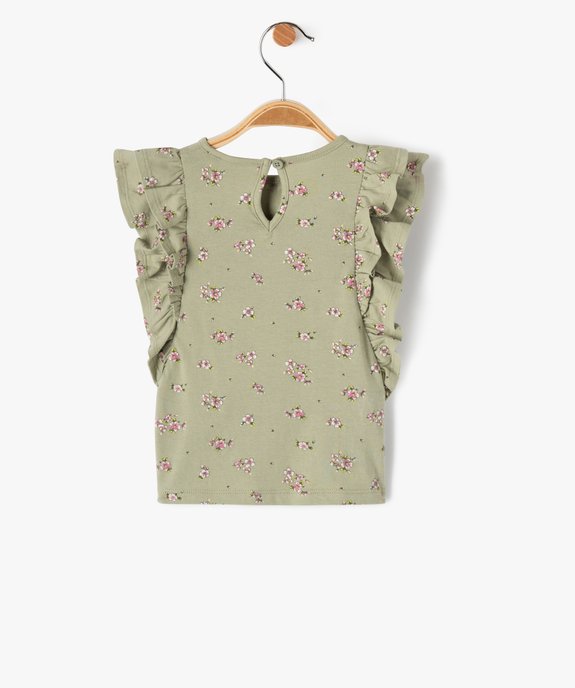Tee-shirt bébé fille fleuri sans manches à volants vue3 - GEMO(BEBE DEBT) - GEMO