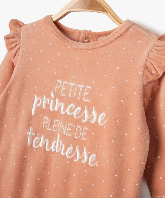 Pyjama dors-bien en velours avec volants sur les épaules bébé fille vue2 - GEMO(BB COUCHE) - GEMO