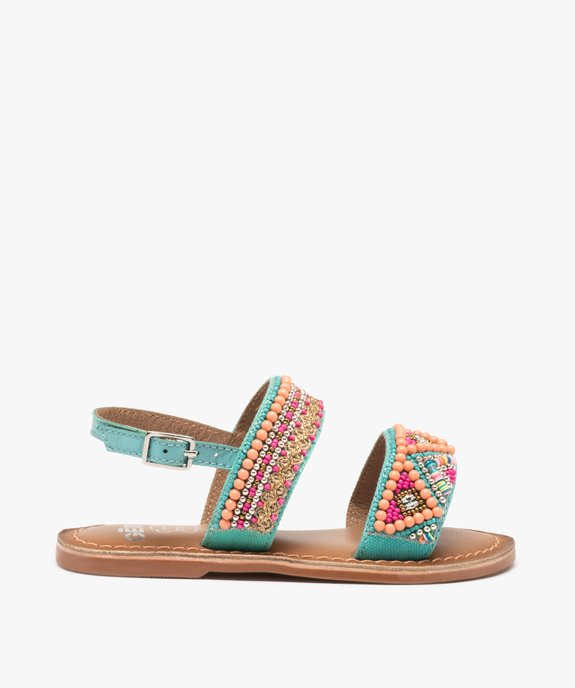 Sandales fille intérieur cuir ornées de perles vue1 - GEMO (ENFANT) - GEMO