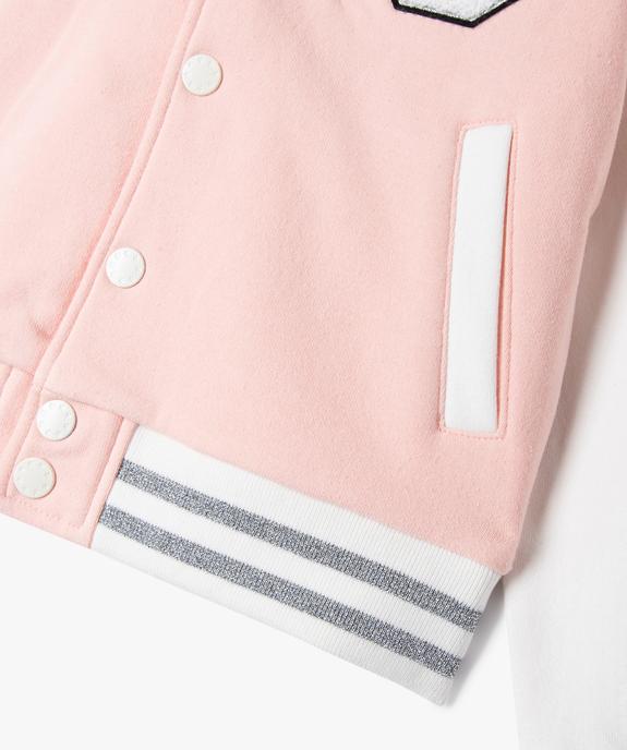 Blouson en molleton et fermeture pressionnée fille vue3 - GEMO (ENFANT) - GEMO