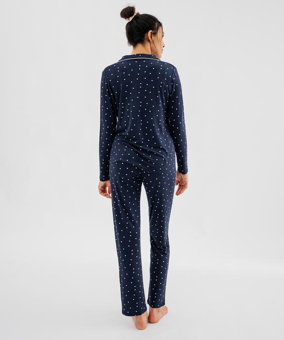 Pyjama boutonné en viscose femme vue3 - GEMO 4G FEMME - GEMO