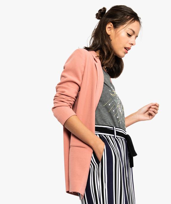 Veste femme en crêpe lourd fluide et au porter ouvert vue1 - FOLLOW ME - GEMO